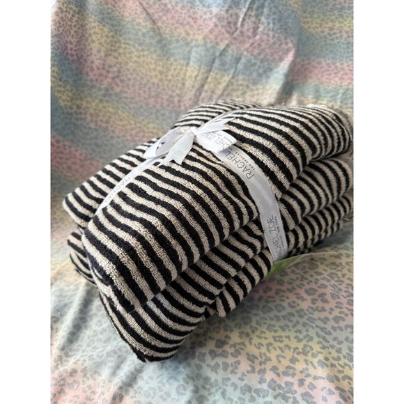 Rachel Zoe 6-Piece Luxury Cotton Towel Set – Black & Cream Stripes – NWT - Picture 4 of 5